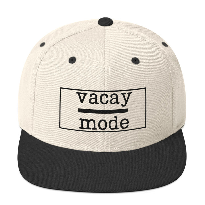 Everyone needs a vacation every now and then. Take this cap on your travels. On the front, “Vacay Mode” is embroidered in bold black lettering, with “Vacay” stacked above “Mode” and separated by a horizontal black line, giving the design a modern, minimalist travel vibe.
