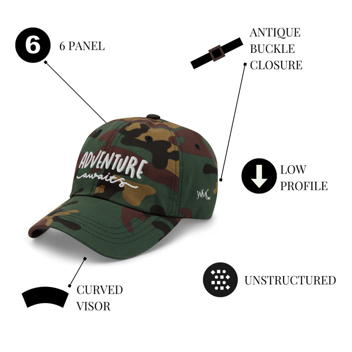 "Adventure Awaits" Camo Classic Cap