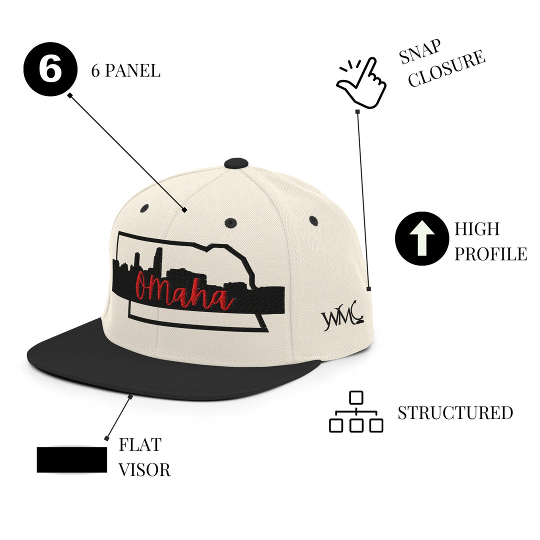 Downtown Omaha Beige and Black Snapback