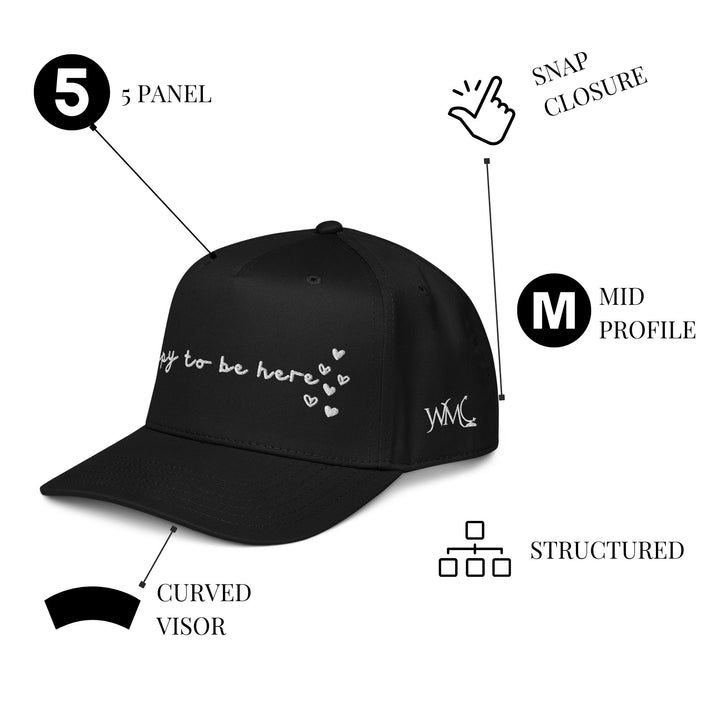Black "Happy To Be Here" 5 Panel Otto Cap