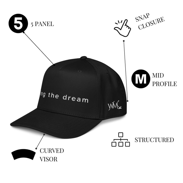 Black "Living The Dream" 5 Panel Otto Cap