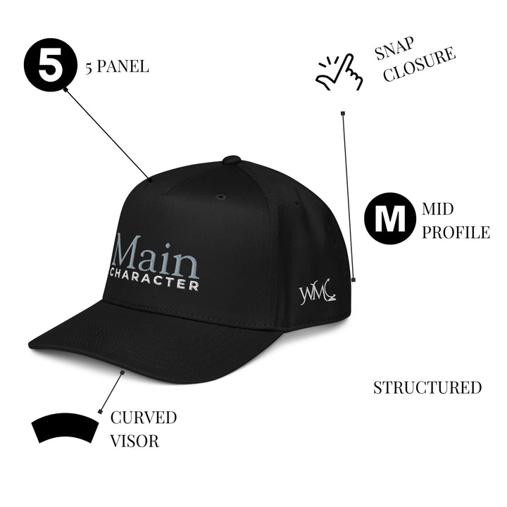Black "Main Character" 5 Panel Otto Cap