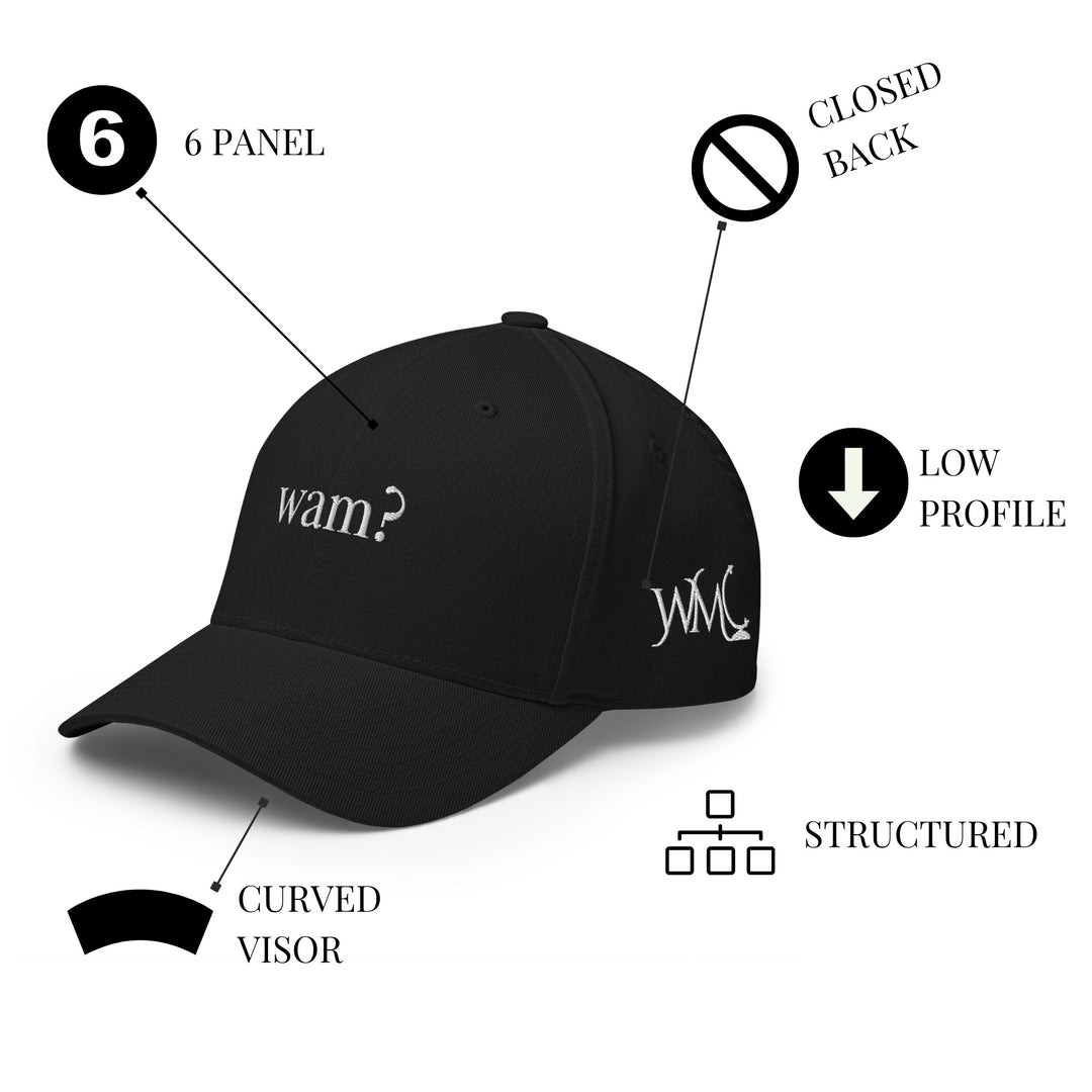 "WAM" Black Closed Back Classic Cap