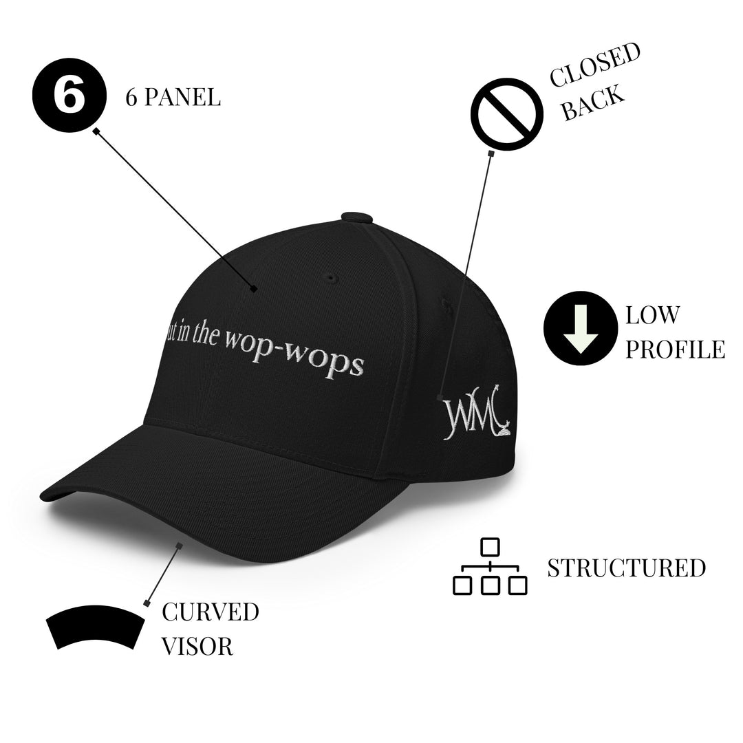 "Out In The Wop-Wops" Black Closed Back Classic Cap
