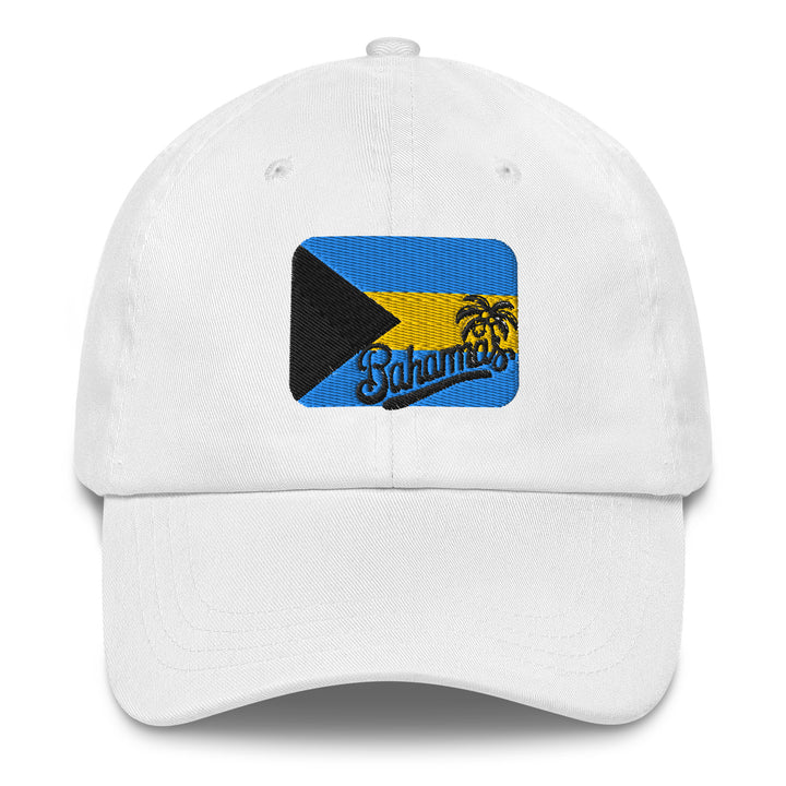 Traveling to the Bahamas soon? Our white classic cap with the Bahamas flag embroidered on the front is a great addition to your travel accessories.