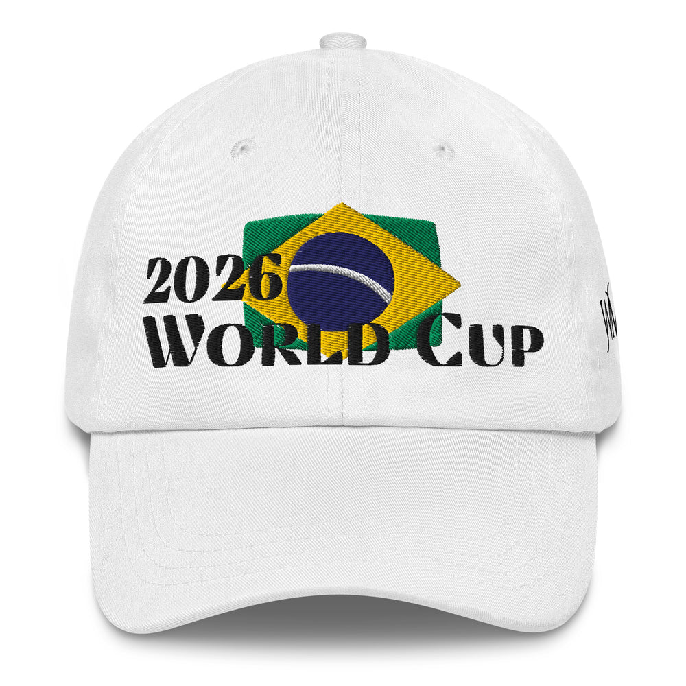 If you are rooting for Brazil during the 2026 World Cup Soccer being held in North America, then our white classic cap with the Brazil flag embroidered in the front might be the perfect accessory for game day. Also embroidered on the front are the words 2026 WORLD CUP.