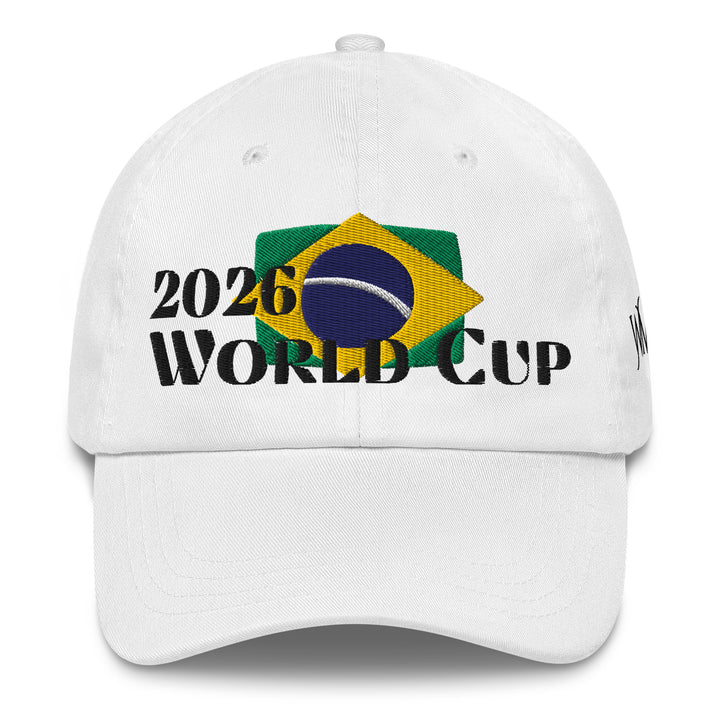 If you are rooting for Brazil during the 2026 World Cup Soccer being held in North America, then our white classic cap with the Brazil flag embroidered in the front might be the perfect accessory for game day. Also embroidered on the front are the words 2026 WORLD CUP.
